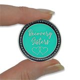Recovery Sisters Sobriety Chip | Triplate AA Coin | Women in Recovery Affirmation Token (Aqua)