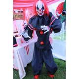 Haunted Hill Farm Life-Size Talking Clown Halloween Animatronic with Touch Activated Lights and Sound, Indoor or Covered Outdoor Scary Halloween Decorations, Battery Operated Fright Props