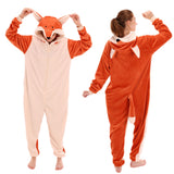 COSUSKET Snug Fit Unisex Adult Onesie Pajamas, Flannel Cosplay Fox One Piece Halloween Costume Sleepwear Homewear