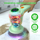 Electric Spin Scrubber, Cordless Cleaning Brush with LED Display, 6 Replaceable Brush Heads, 2 Speeds, Handheld Power Shower Scrubber for Cleaning Floors, Grout, Windows, Bathtubs, Tiles, Sink, Car