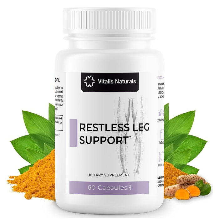 Vitalis Naturals Extra Strength Restless Leg Relief Pills - Fast-Acting Relief for Restless Legs with Multi-Targeted All Natural Ingredients to Relieve Discomfort from Restless Leg Symptoms