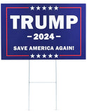 Donald Trump 2024 yard sign Save America Again sign with Metal Stake,18"x14"Double Sided Fade Resistant, USA style sign