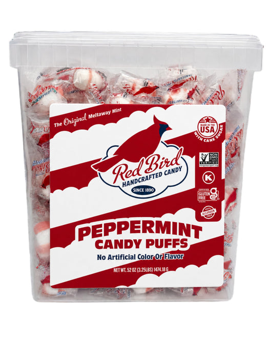 Red Bird Soft Peppermint Puffs, Soft Mints Individually Wrapped, 52 oz Tub