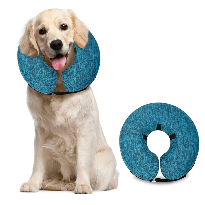 MIDOG Dog Cone Collar, Inflatable Dog Neck Donut Collar Alternative After Surgery, Soft Protective Recovery Cone for Small Medium Large Dogs and Cats Puppies - Alternative E Collar (Blue, L)