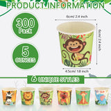 Amyhill 300 Pack 5 oz Cups for Kids Animals Paper Cups Disposable Cups Small Bathroom Cups Mini Mouthwash Cup Bulk for Christmas Party, Picnic(Animal)