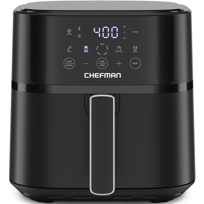 Chefman Air Fryer – 6 QT Compact Airfryer for Quick & Easy Meals in Minutes, Features Hi-Fry Technology for Extra Crisp, Touchscreen Controls with 4 Presets, Nonstick & Dishwasher Safe Basket - Black