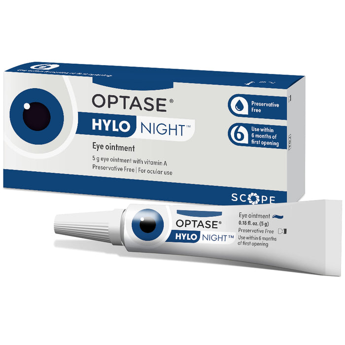 Optase HYLO Night Gel for Dry Eyes - Preservative Free Lubricant Ointment for Nighttime Dry Eye Relief from Blepharitis and Styes - .18 oz