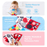 hahaland Baby Books 0-6 Months - 2PCS Infant Toys 0-6m Tummy Time Baby Toys Newborn Toys High Contrast Visual Development Sensory Baby Book Christmas Stocking Stuffers