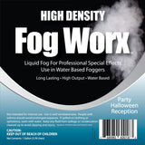 FogWorx Extreme High Density Fog Juice Gallon - Long Lasting, High Output, Odorless Water Based Fog Machine Fluid - for 400 Watt to 1500 Watt Machines