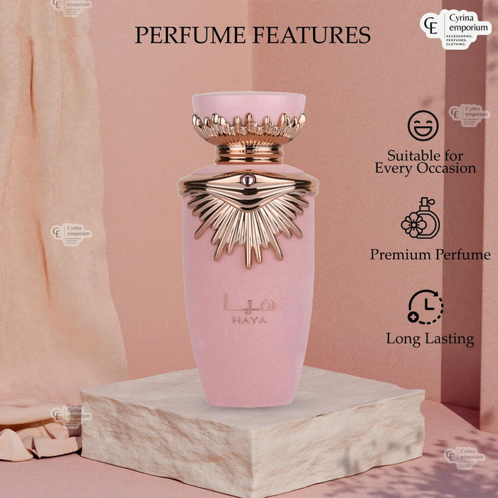 Generic Haya Eau De Perfume Spray For Women - Long Lasting Imported Arabic Tone Fragrance with notes of Pink, Champagne, Pink Berries, Blood Orange - 3.4 Oz