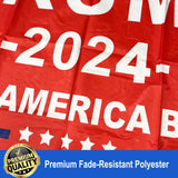 Trump Flag 2024 3x5 Outdoor Double Sided- Red Trump President 2024 MAGA Flags Heavy Duty 3 Ply Polyester for Election Outside Outdoor