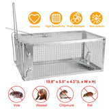 KOCASO 2 Pack Humane Rat Trap, 1-Door Small Live Chipmunk Trap That Work for Indoor Outdoor, Easy to Catch and Release Live Animal Trap Mouse Trap Cage for Rodent Mice Voles Hamsters, Metal & Reusable