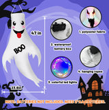 2Pcs 47" Halloween Ghost Windsocks Decorations with LED Light Outdoor Halloween Decorations Hanging Ghost Windsocks Décor for Halloween