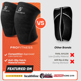 ProFitness Squat Knee Sleeves Men - 7mm Neoprene Knee Brace for Women Working Out for WOD, Gym, Squats & Weightlifting | Black/Black | Small