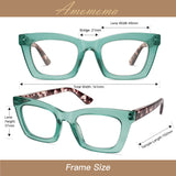 AMOMOMA 3 Pack Trendy Oversized Blue Light Stylish Readers for Women,Retro Square Cute Sturdy Computer Womens Reading Glasses AM6042 Black+Brown+Green 0.00