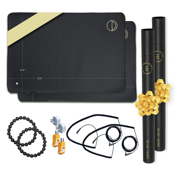 Earth and Moon Grounding Mat for Bed - 2 Pack 35.4" x 23.6" LARGE Grounding Pad Universal Kit for Overall Wellbeing - Earth Grounding Mat - Pair Your Grounding Mats w/Grounding Sheets