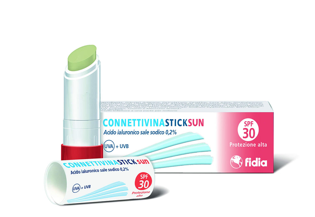 Connettivina StickSun pharmazeutische Fidia | Lipstick 3 g auf Basis von Hyaluronsäure 0,2% | mit Sonnenschutzfilter SPF30