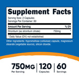 Nutricost Strontium Capsules 750mg, 120 Capsules - Vegetarian, Non-GMO, Gluten Free