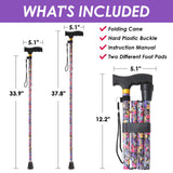 Walking Cane PANZHENG Cane for Man/Woman | Mobility & Daily Living Aids | 5-Level Height Adjustable Walking Stick | Comfortable Plastic T-Handle Portable Walking Stick Folding Cane