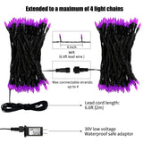 Minetom Halloween String Lights Outdoor, 66Feet 200 Led Purple Lights with 8 Lighting Modes for Halloween Garden Christmas Xmas Tree Lights Decor(Purple)