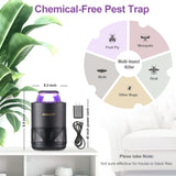 BANPESTT Fruit Fly Trap Indoor, Gnat Traps for House, Mosquito Trap Indoor Insect Traps with Suction, Dusk-to-Dawn Sensor Function, Bug Light & 6 Sticky Glue Boards (Black)