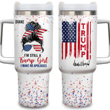 I'm A Trump Girl - US Election Personalized Custom 40 Oz Stainless Steel Tumbler With Handle - Gift For Best Friends, BFF, Sisters, 4th of July Gifts for Women - Republican Tumbler Cups