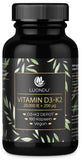 Luondu Vitamin D3 20.000 I.E + Vitamin K2 MK7 200 mcg Depot (180 Kapseln Hochdosiert & Vegan) hochdosiert I Ohne Zusätze, Hergestellt in DE