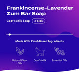 Indigo Wild Zum Bar Goat's Milk Soap - Mother's Day Gift - Frankincense-Lavender - 3 oz (3 Pack)