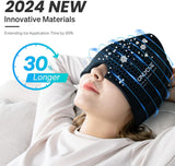 ONLYCARE Migraine Relief Cap, Upgraded Odorless Migraine Ice Head Wrap, Headache Relief Hat for Migraine, Black 2 Packs