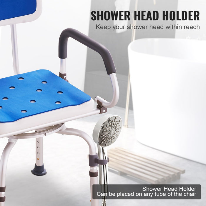 VEVOR Shower Chair, Shower Seat with Back, Adjustable Height Shower Stool, Shower Chair for Inside Shower Bathtub, Non-Slip Bathroom Bench Bath Chair for Elderly Disabled Handicap, 350 LBS Capacity