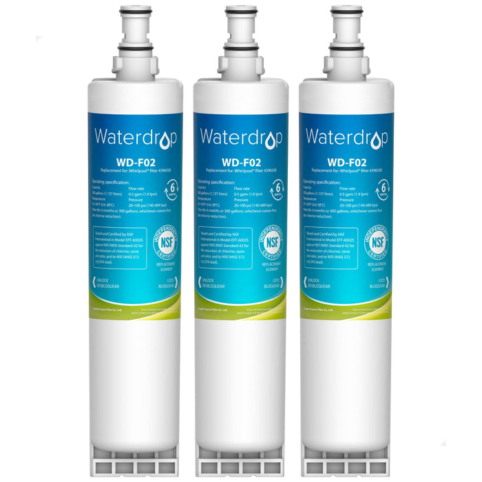 Waterdrop 4396508 Replacement for Whirlpool® 4396510, EDR5RXD1, NLC240V, PNL240V, 4396508p, 4396547, 4392857, 9010, LC400V, WF-NLC240V, 46-9010, Everydrop® Filter 5 Refrigerator Water Filter, 3 PACK