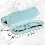 MoKo Double Eyeglass Case, 2 in 1 Double Sided Portable Glasses Case Contact Lens Case with Mirror Eye Glasses Carrying Bag Anti-Scratch Sunglasses Pouch Protective Eyewear, Blue Water Color