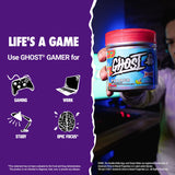 GHOST Gamer: Energy and Focus Support Formula - 40 Servings, Sonic Ocean Water - Nootropics & Natural Caffeine for Attention, Accuracy & Reaction Time - Vegan, Gluten-Free