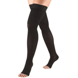 Truform 20-30 mmHg Compression Stockings for Men and Women, Thigh High Length, Dot-Top, Open Toe, Black, X-Large