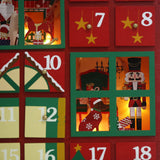 PIONEER-EFFORT Christmas Wooden Advent Calendar House 2023 with Drawers and Led Lights, Reusable Advent Calendars, Countdown to Christmas Decoration to Fill Small Gifts, Candy (red)