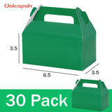 UnicoPak 30 Pack Shiny Green Party Favor Treat Boxes, Gable Goodie Boxes Candy Boxes, Green Gift Boxes for Birthday Party Favors Holiday, St. Patrick's Day, Christmas – 6.5x3.5x3.5 Inches