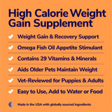 MIRACLE VET High-Calorie Weight Gainer & Multivitamin Nutritional Supplement for Dogs & Cats - Fish Oil, Calcium - Adult, Senior, Puppy - Prenatal Cat, Dog Vitamins, 2400 Calories - 16 oz