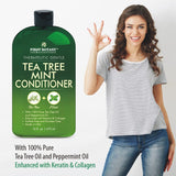 Tea Tree Mint Shampoo and Conditioner - Pure Tea Tree Oil & Peppermint Oil - Fights Hair Loss, Promotes Hair Growth, Fights Dandruff, Lice & Itchy Scalp - for Men and Women Sulfate Free - 16 fl oz x 2