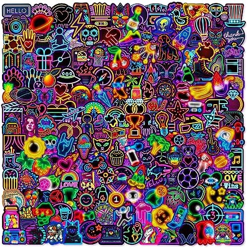 300 PCS Neon Stickers Pack,Cool Stickers for Teens Adults Kids,Waterproof Trendy Stickers for Skateboard Water Bottle Laptop Scrapbook Luggage