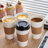 YEEHAW 16 oz 100 Pack Disposable Paper Coffee Cups with Lids & Sleeves, To Go Hot Cups for Coffee, Hot Beverage Drinking Cup, Ideal for Cafes, Bistros