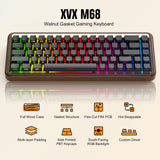 XVX M68 60% Keyboard with Walnut Wooden Case, Gasket-Mounted Retro Gaming Mechanical Keyboard, Pre-lubed POM Switches Creamy Keyboard, Hot Swappable Custom Wired Keyboard, RGB Backlit, Cherry Profile