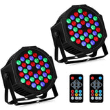 36 LED Stage Lights RGB DJ LED Par Light Remote & DMX Controlled Sound Activated Auto Play Uplights for Wedding Birthday Christmas Holiday Music Show Dance Party Stage Lighting-2 Pack