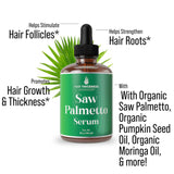 HAIR THICKNESS MAXIMIZER Saw Palmetto Oil For Hair Growth with Rosemary Oil, Peppermint Oil, Pumpkin Seed Oil. Vegan Thickening, Moisturizing, Strengthening Serum For Women, Men. Scalp Treatment For Weak, Dry, Frizzy Hair 1oz