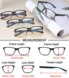 Reading Glasses for Men 4-Pack Stylish Computer Readers with Spring Hinges, Anti Glare/Eye Strain Filter UV Ray Blue Light Blocking Two-tone Reader Eyeglasses,+3.0 Magnification Strength