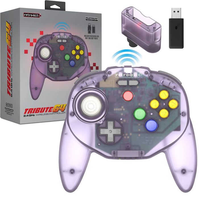 Retro-Bit Tribute 64 2.4 GHz Wireless Controller V2 for Nintendo 64 (N64), Switch Online, PC, MacOS, RetroPie, Raspberry Pi and Other USB Devices (Atomic Purple)