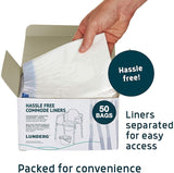 Lunderg Commode Liners - Value Pack 50 Count Universal Fit - Medical Grade Bedside Commode Liners Disposable for Adult Commode Chair, Portable Toilet Bags or Camping Toilet Bags