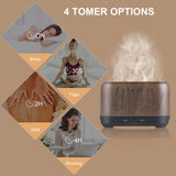 NEWYID Diffuser with 5 Essential Oils, Aromatherapy Oil Diffuser with Flame Light 3 Mist Mode 4 Timer Up to 12H of Continuous Aroma Waterless Auto-Off Essential Oil Diffusers for Home(Dark Brown)