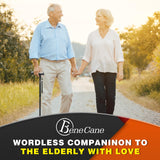 BeneCane Walking Cane for Men & Women Walking Stick for Seniors Folding Canes Quad Cane Adjustable Lightweight Sturdy Free Standing Collapsible Heavy Duty with Soft TPR T-Handle and Travel Bag