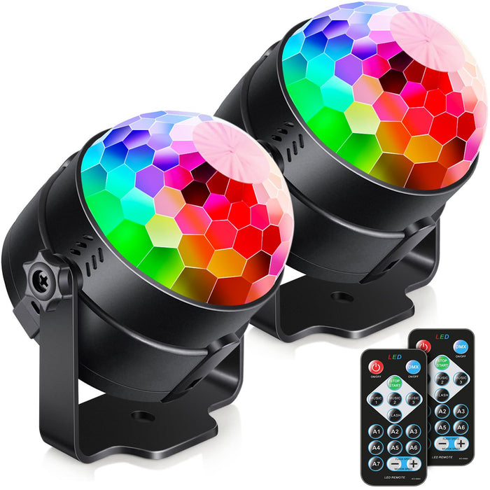 Luditek 2-Pack Sound Activated Party Lights with Remote Control Dj Lighting, Disco Ball Light, Strobe Lamp for Home Room Dance Parties Supplies Birthday Christmas Halloween Party Decorations