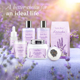 Spa Gift Basket for Women - Lavender Bath Sets for Women Gift 8Pcs Aromatherapy Home Spa Kit with Shower Gel, Shampoo, Jojoba Body Oil, Bath Bomb, Soy Candle & More, Relaxing Gifts for Her Mothers day